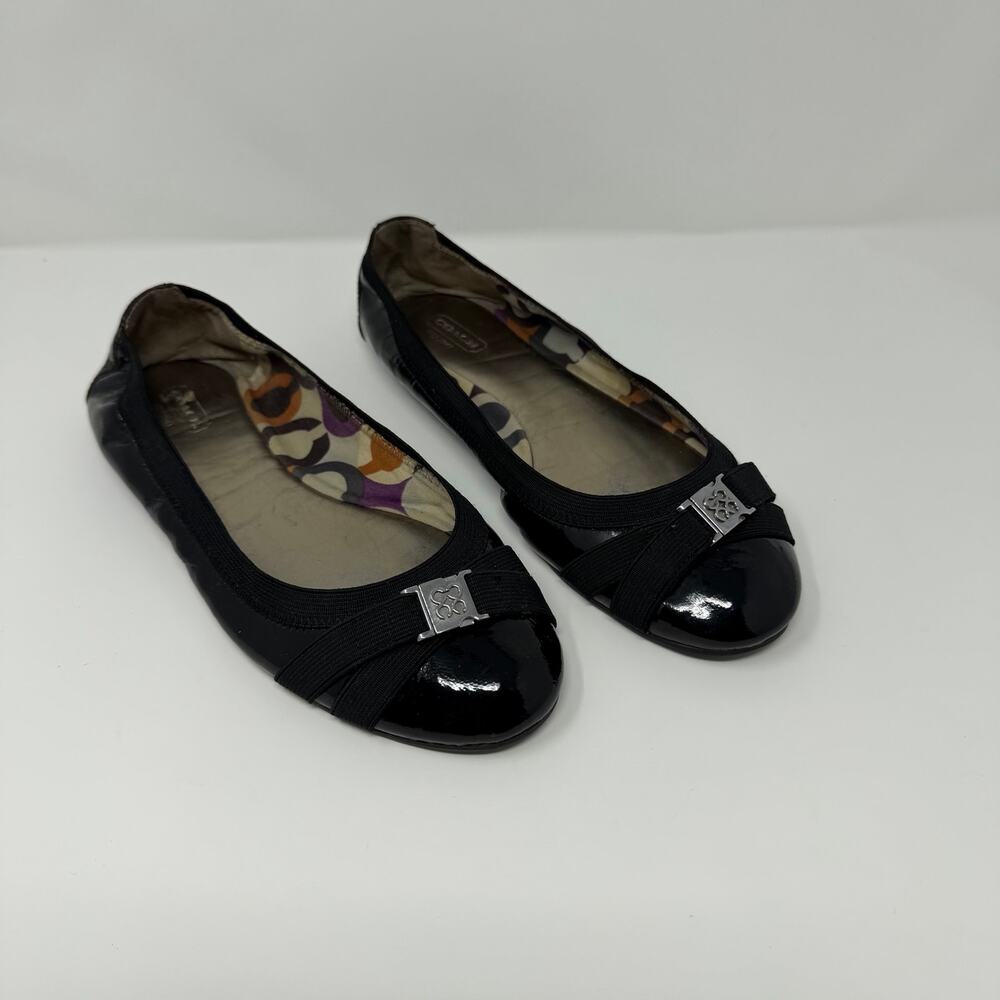 Coach Wynter Black Patent Ballet Flats Size 8.5B